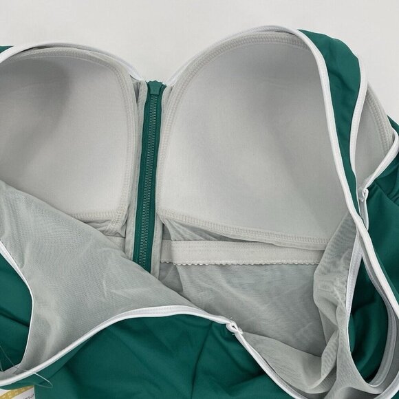 Delimira Plus Size 24 Dark Green Zipper Front One Piece Swimsuit NWT - Picture 10 of 10